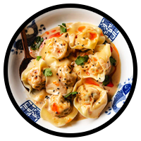 Burnt Garlic Chicken Steam Wonton With Chilli Oil Sesame Seed